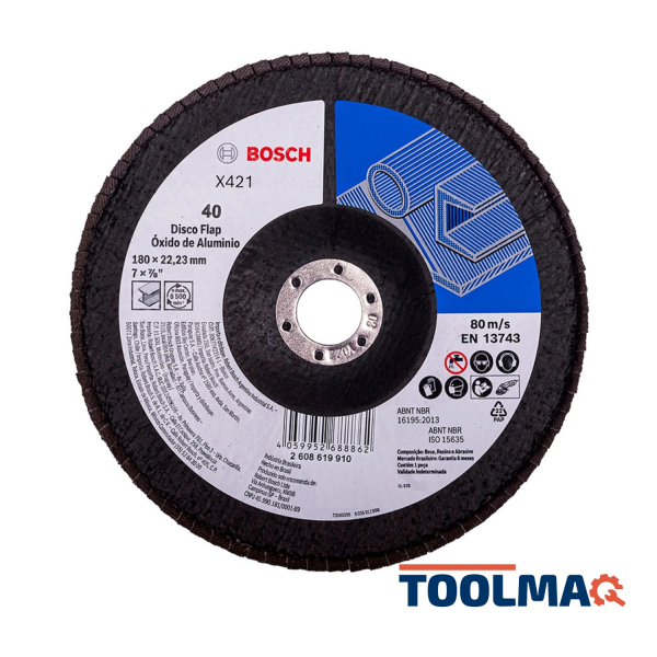 Disco Flap 7" (180 mm) Grano 40 para Metal Bosch 2608.619.910-000