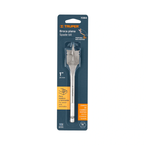 Broca plana de manita 1" para madera, Truper 11384