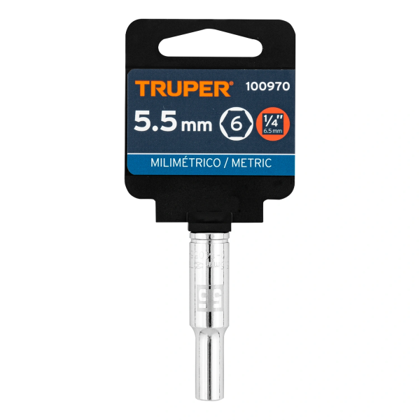 Dado largo de 5.5 mm, 6 puntas, cuadro 1/4", Truper 100970
