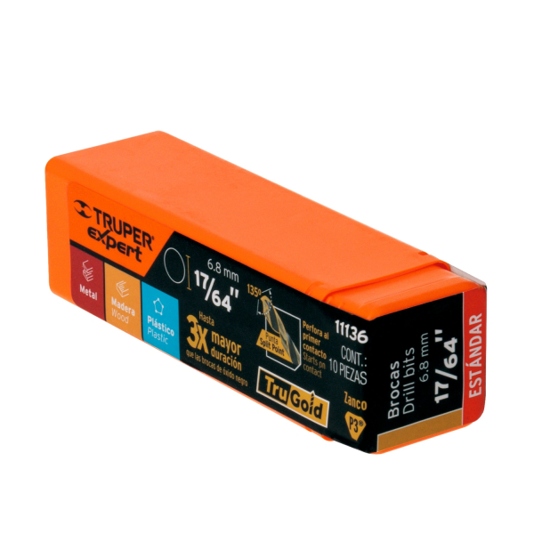 Broca HSS 17/64" Trugold para metal, Truper Expert 11136