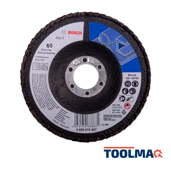 Disco Flap 4 1/2" (115 mm) Grano 60 para Metal Bosch 2608.619.907-000