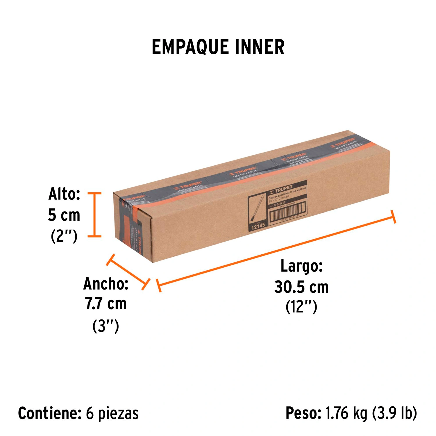 Cincel de corte frío de 3/4 X 10", Truper 12145