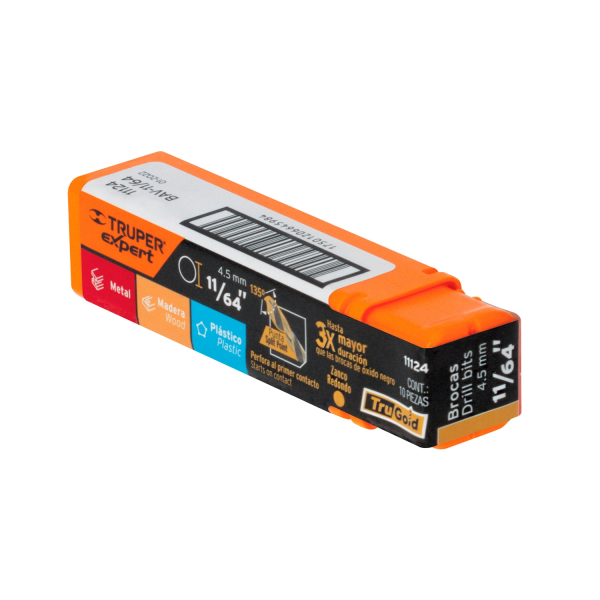 Broca HSS 11/64″ Trugold para metal, Truper Expert BAV-11/64 11124