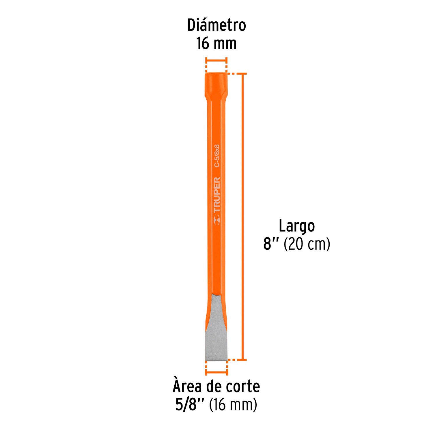 Cincel de corte frío de 5/8 X 8", Truper 12130