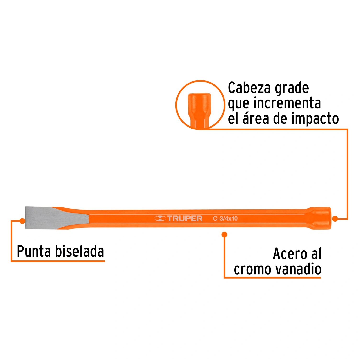 Cincel de corte frío de 3/4 X 10", Truper 12145