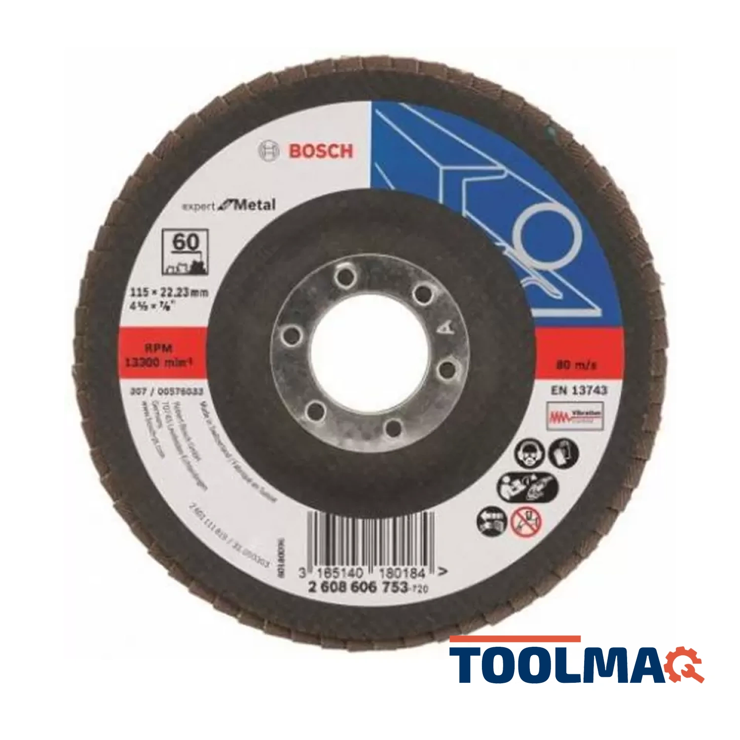 Disco Flap Expert for Metal 4.5" Grano 60 Curvo fibra Bosch 2608.606.753-000 