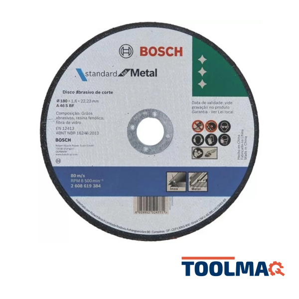 Disco de Corte Standard Bonded 180mm x 1,6mm 2608.619.384-000
