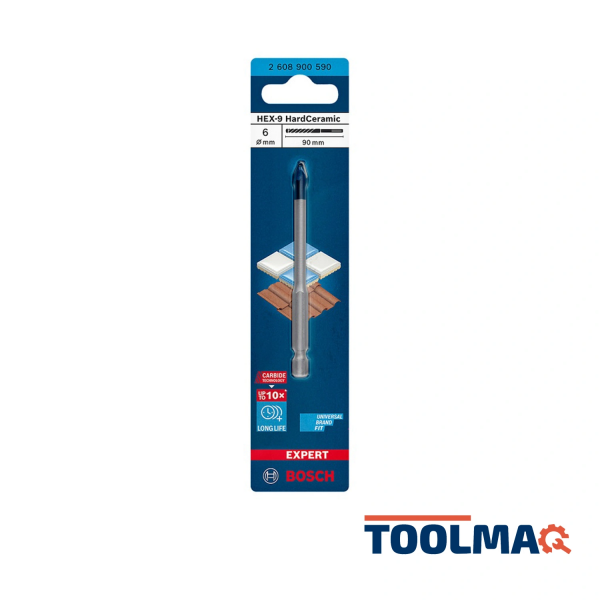 Broca HardCeramic Hex-9 6 x 90 mm Bosch Expert 2608.900.590-000 