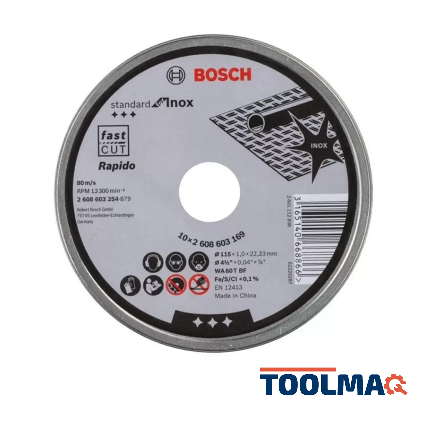 Set 10 Discos de Corte Standard For Inox 115 x 1.0 mm Bosch 2608.603.254-000 