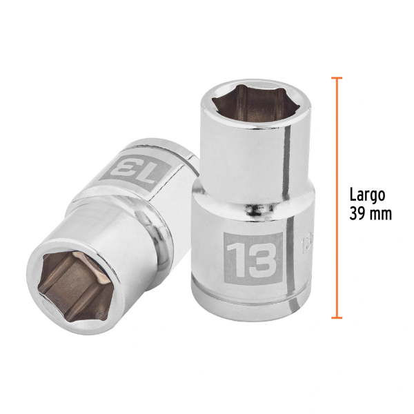 Dado de 13 mm, 6 puntas, cuadro 1/2", Truper 13263