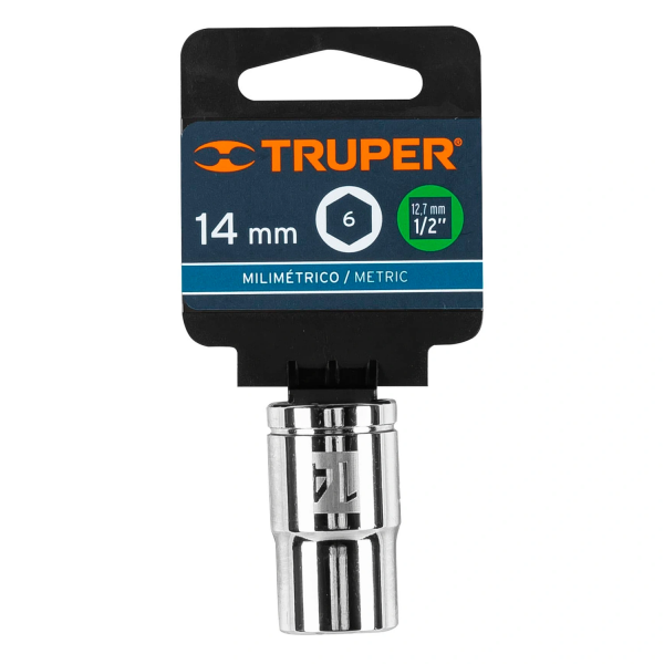 Dado de 14 mm, 6 puntas, cuadro 1/2", Truper 13264