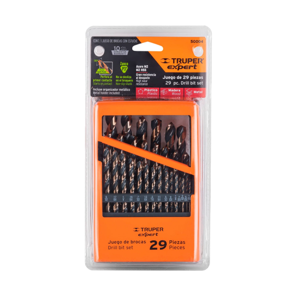 Juego de 29 brocas HSS para metal en estuche, Truper Expert DESP-BAV-29C 50004