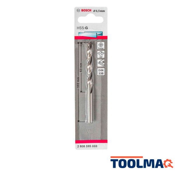 Broca HSS-G para Metal 6.5 x 101mm Bosch 2608.595.033-000 