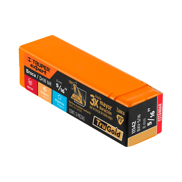 Broca HSS 5/16" Trugold para metal, Truper Expert 11142