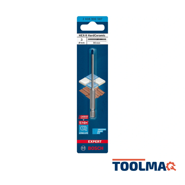 Broca HardCeramic Hex-9 3 x 90 mm Bosch Expert 2608.900.587-000 