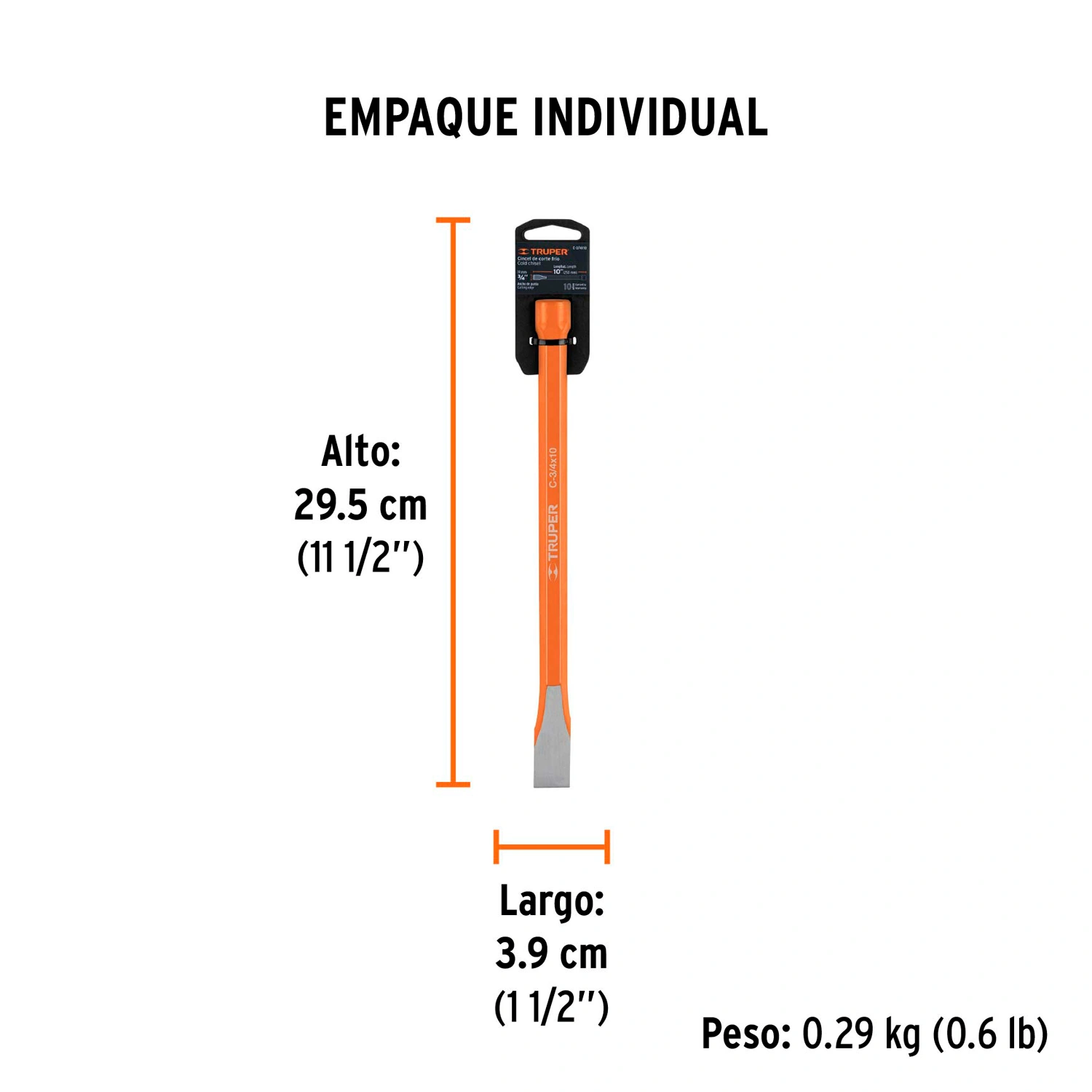 Cincel de corte frío de 3/4 X 10", Truper 12145